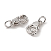 Anti-Tarnish Rhodium Plated 925 Sterling Silver Lobster Claw Clasps with Jump Rings STER-D006-18P-2