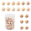 Fashewelry 90Pcs 9 Patterns Natural Theaceae Wood Beads WOOD-FW0001-05-8