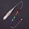 Natural Quartz Crystal & Mixed Gemstone Bullet Pointed Dowsing Pendulums CHAK-PW0001-051A-1