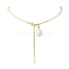 Adjustable Baroque Natural Keshi Pearl Pendant Natural Pearl Rice Beaded Lariat Necklaces for Women NJEW-JN06343-01-2