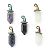 Natural Mixed Gemstone Pointed Pendants PALLOY-JF02182-1