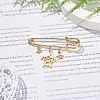 Stainless Steel Tortoise & Star Charms Safety Pin Brooch JEWB-BR00082-3