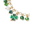 Saint Patrick's Day Glass Beaded Charm Bracelets BJEW-JB11183-3