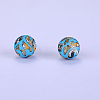 Printed Round with Animal Silicone Focal Beads SI-JX0056A-206-1