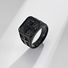 Square with Cross Pattern 304 Stainless Steel Finger Rings for Men FS-WGAC6B1-11-1