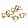 Brass Micro Pave Cubic Zirconia Cuff Rings RJEW-S045-070-NR-1