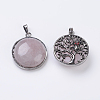 Natural Rose Quartz Pendants G-E436-02G-1