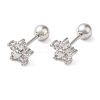 Star Bow Brass Micro Pave Clear Cubic Zirconia Cartilage Earrings EJEW-L289-03P-01-1