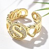 Brass Micro Pave Clear Cubic Zirconia Open Cuff Rings for Women RJEW-K289-02G-S-2