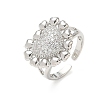 Brass Micro Pave Cubic Zirconia Cuff Open Rings for Women CU-CBA760A-13A-P-4