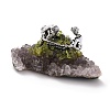 Natural Peridot Cluster & Alloy Miner Model Ornament DJEW-D002-08AS-01-2