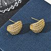 C-Shaped Brass & Clear Cubic Zirconia Stud Earrings KK-CBA36A2-10G-1