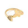 Butterfly & Heart Brass Micro Pave Cubic Zirconia Open Cuff Ring for Women RJEW-U003-02G-2