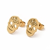 Halloween Skull with Flower 304 Stainless Steel Stud Earrings for Women EJEW-B019-05G-1