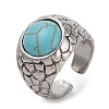 Round Synthetic Turquoise Cuff Rings RJEW-B040-05AS-2