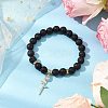 Natural Lava Rock Beaded Stretch Bracelets BJEW-JB11000-02-2