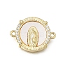 Virgin Mary Theme Brass Micro Pave Clear Cubic Zirconia Connector Charms CU-CBAF50C-05B-G02-1