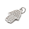 925 Sterling Silver Micro Pave Clear Cubic Zirconia Hamsa Hand Pendants STER-U009-05P-2