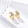 Rack Plating Brass Micro Pave Clear Cubic Zirconia Cuff Earrings for Women EJEW-C125-24C-G-1