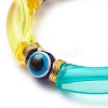 7Pcs 7 Color Acrylic Curved Tube & Plastic Evil Eye Beaded Stretch Bracelets Set BJEW-JB08962-5