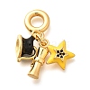 Brass Cubic Zirconia Star & Scroll European Dangle Charms KK-U048-18G-1