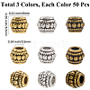 150Pcs 3 Colors Tibetan Silver Beads TIBEB-PA0001-01-2