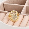 Rack Plating Brass Micro Pave Clear Cubic Zirconia Cuff Rings for Women RJEW-M028-110G-3