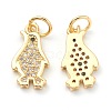 Brass Clear Cubic Zirconia Charms ZIRC-B010-06G-2