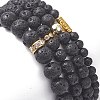 4Pcs 4 Style Column & Round & Flat Round Alloy & Natural Lava Rock & Synthetic Hematite Beaded Stretch Bracelets Set for Women BJEW-JB09366-4