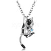 Stainless Steel Rhinestone Cow Cat Urn Ashes Pendant Necklace for Women PW-WG86E74-12-1