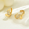 Elegant Brass Clear Cubic Zirconia Heart Hoop Earrings ZV4392-1