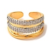 Brass Micro Pave Cubic Zirconia Cuff Rings for Women RJEW-G325-11D-GP-2