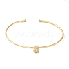 Rack Plating Brass Micro Pave Clear Cubic Zirconia Letter Open Cuff Bangles BJEW-A018-01G-S-2