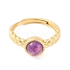 Round Natural Amethyst Adjustable Rings RJEW-Q817-03G-06-2