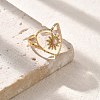 Heart with Sun Resin & Imitation Pearl Finger Rings STAS-Z112-16G-2