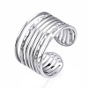 Non-Tarnish 304 Stainless Steel Multi-string Open Cuff Ring RJEW-T023-33P-3