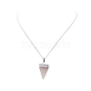 Natural Rose Quartz Geometry Pendant Necklace NJEW-JN04239-02-3