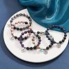 Natural & Synthetic Mixed Gemstone & Lava Rock Beaded Stretch Bracelet BJEW-JB09320-6