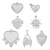 7Pcs 7 Styles 304 Stainless Steel Pendant Cabochon Settings STAS-TA0005-83-3