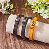 3Pcs 3 Colors Leather Wide Cord Bracelets with Alloy Button BJEW-GF0001-26-4