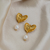 Textured 304 Stainless Steel Stud Dangle Earrings for Women EE0643-4