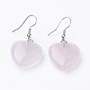 Natural Rose Quartz Dangle Earrings EJEW-E218-05P-1