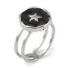 304 Stainless Steel Enamel Open Cuff Rings for Women RJEW-F166-44P-01-1