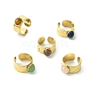 Natural Gemstone Round 304 Stainless Steel Cuff Open Rings for Women RJEW-JR01069-3