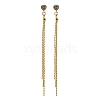 Heart Brass Tassel Stud Earrings EJEW-Z086-04G-4