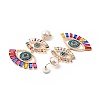 Rhinestone Double Evil Eye Dangle Stud Earrings with Acrylic Pearl Beaded LS-EJEW-J045-03A-KCG-3