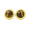 Brass Tiger Eye Stud Earrings EJEW-B120-05G-06-2