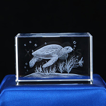 3D Laser Engraving Animal Glass Figurine DJEW-R013-01D