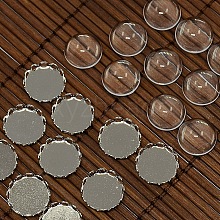 9.5~10mm Clear Domed Glass Cabochon Cover for Flat Round DIY Photo Brass Cabochon Making DIY-X0103-P