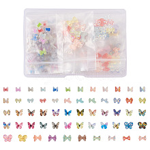 1 Box 195Pcs 21 Colors 3D Butterfly Resin Cabochons MRMJ-PJ0001-04